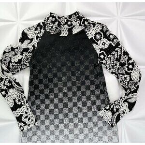 NWT Zaza Coutoure Sz M Black White Checkered Shift Dress NEW Jacquard Dress